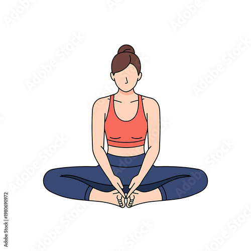 Woman in yoga pose sitting crosslegged.