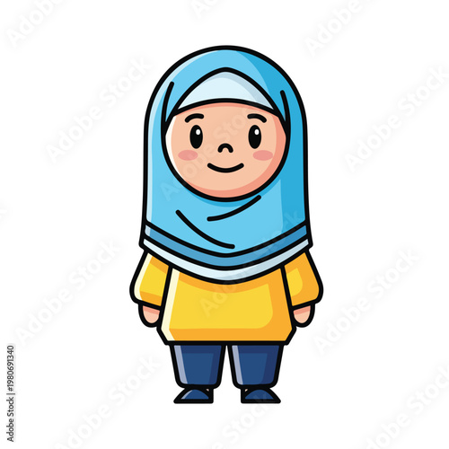Cute Little Muslim Girl in Religious Outfit