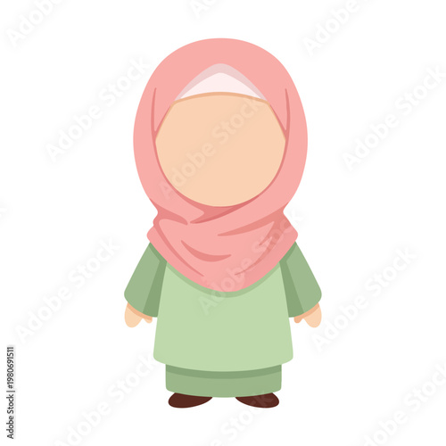 Cute Little Muslim Girl in Religious Outfit