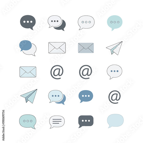 Collection of chat and email icons.