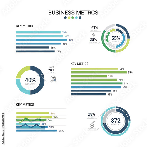 Business Metrics Infographic Chart Graphs.