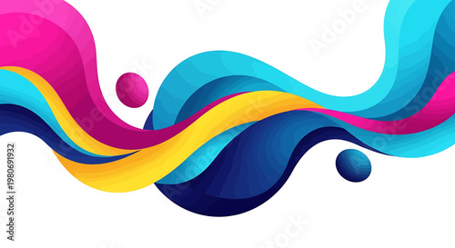 Colorful abstract wave design element.
