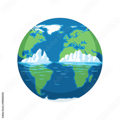 Earth Globe with Iceberg Illustration.
