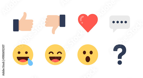 Emojis expressing various happy and sad.