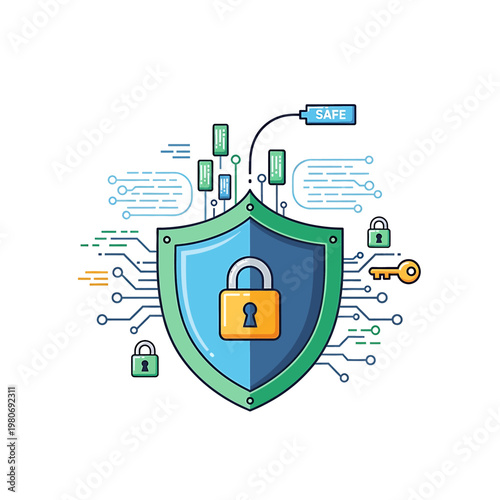 Digital Shield with Padlock Protection.