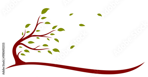 A symbol of the stylized tree with the wind.