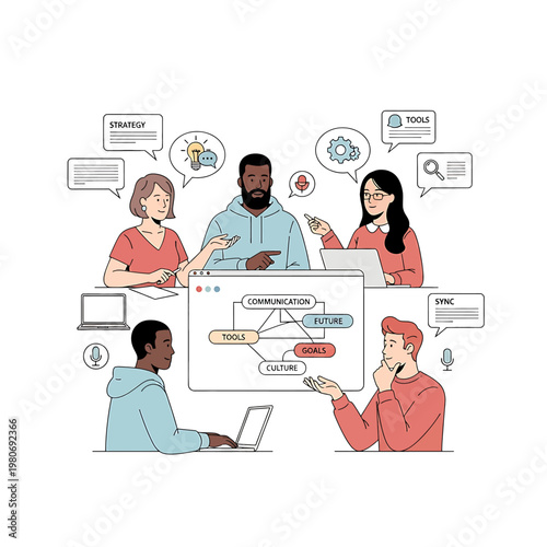 Diverse group of people brainstorming together 2.