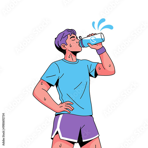 Man drinking from water bottle 1.