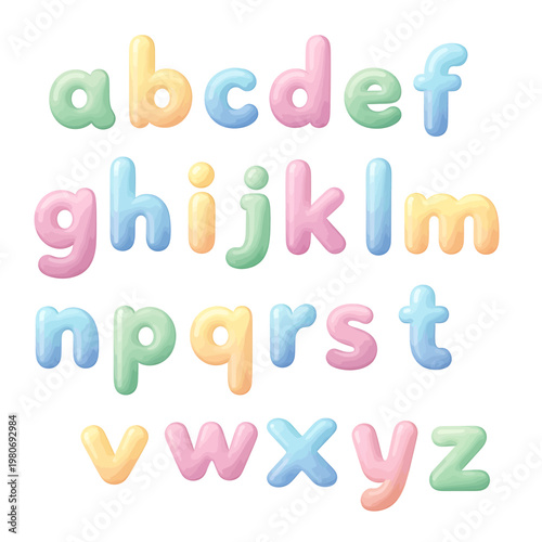 Multicolored Alphabet Letters in Soft Pastel.