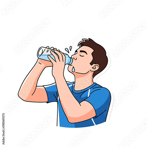 Man drinking from a water bottle.