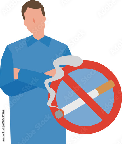 禁煙マークと男性