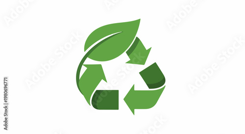 Green recycle symbol with a leaf, representing eco-friendly practices