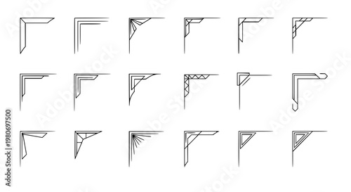 Vászonkép Modern geometric corner frame vector set with minimalist line border elements fo