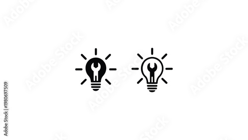 Фотография Creative innovation icon showing light bulb with wrench inside, symbolizing engi