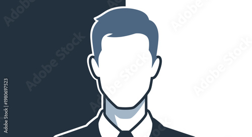 Sleek Modern Faceless Business Man Icon Representing Professionalism, Identity, and Corporate Persona in a Dual-Tone Setting