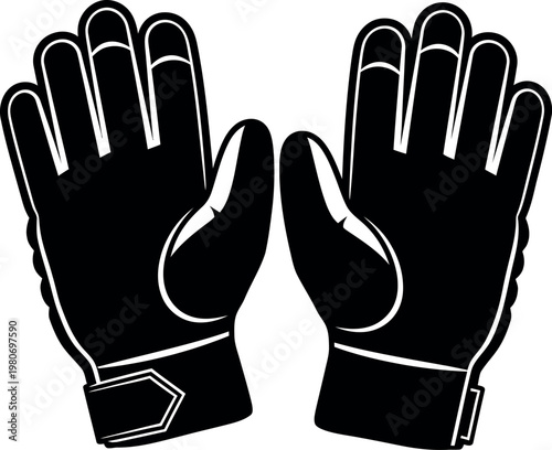 Cricket wicket keeping gloves black silhouette design for catching and protection