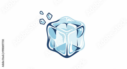 Artistic depiction of a melting ice cube with small ice shards