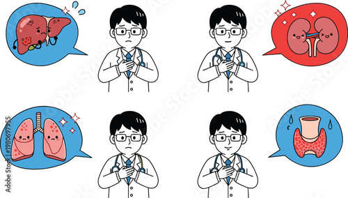 Japanese Food Bowl Illustration Set Featuring Tempura Rice Bowl, Sushi Bowl and Grilled Eel Donburi in Traditional Cuisine Style Isolated on White Background