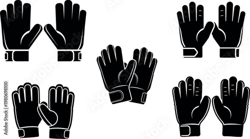 Cricket wicket keeping gloves black silhouette collection for sports equipment