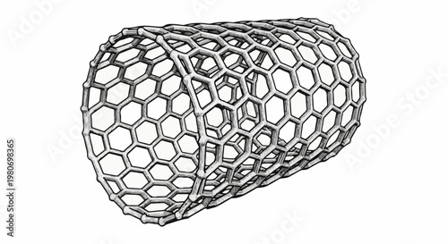 3D rendering of a nanotube structure, a hexagonal lattice cylinder