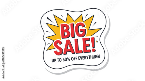 Dynamic pop-art inspired illustration featuring a 'Big Sale!' message, perfect for eye-catching promotional advertising campaigns and special discount announcements