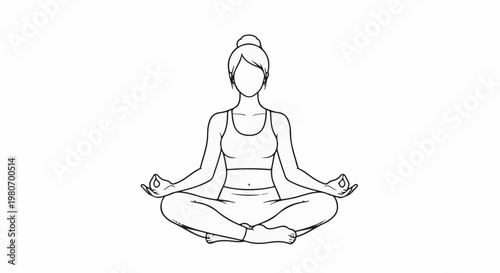 Woman in lotus pose, meditating with calm and focused expression