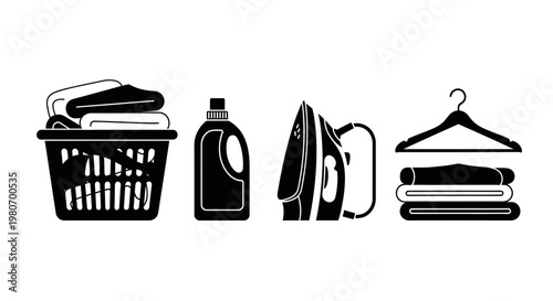 Laundry and ironing tools icons.