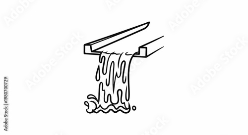 Stylized cartoon of water falling from a channel into a splash
