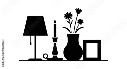 Silhouette of home decor objects.