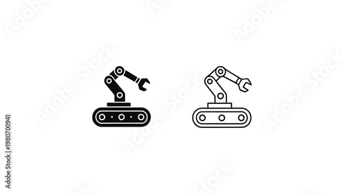 robotic arm automation icon set with industrial robot machine symbol minimalist vector illustration for factory production technology ui