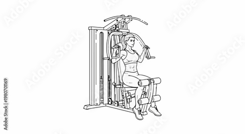 Woman performing seated exercise on a multi-gym machine