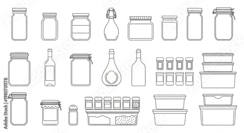 Various empty food storage containers.