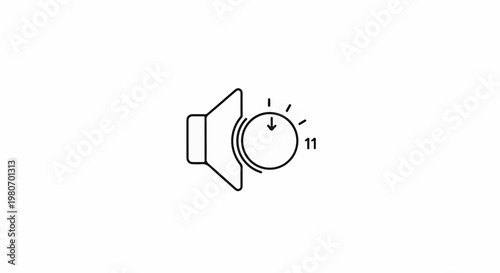A speaker icon with a dial showing level eleven and a downward arrow