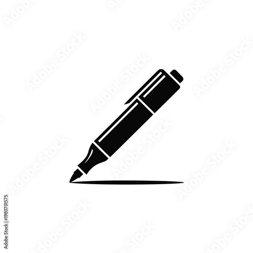 Vector of a sleek highlighter pen with a shadow underneath it