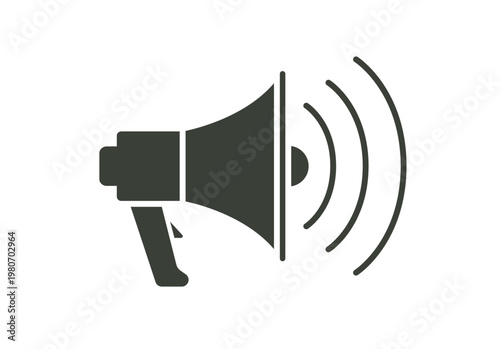 Megáfono emitiendo ondas de sonido como símbolo de comunicación o anuncio