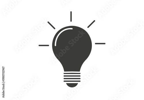 Bombilla encendida con rayos de luz para representar una idea creativa o innovación
