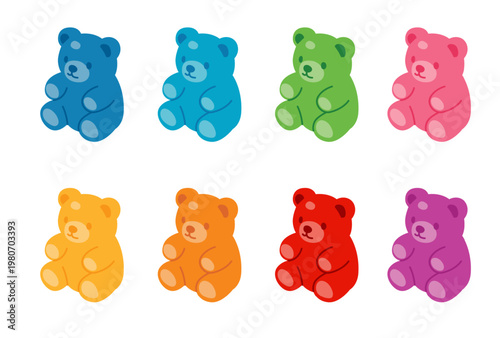 set gummy bear vector isolated on white background.	