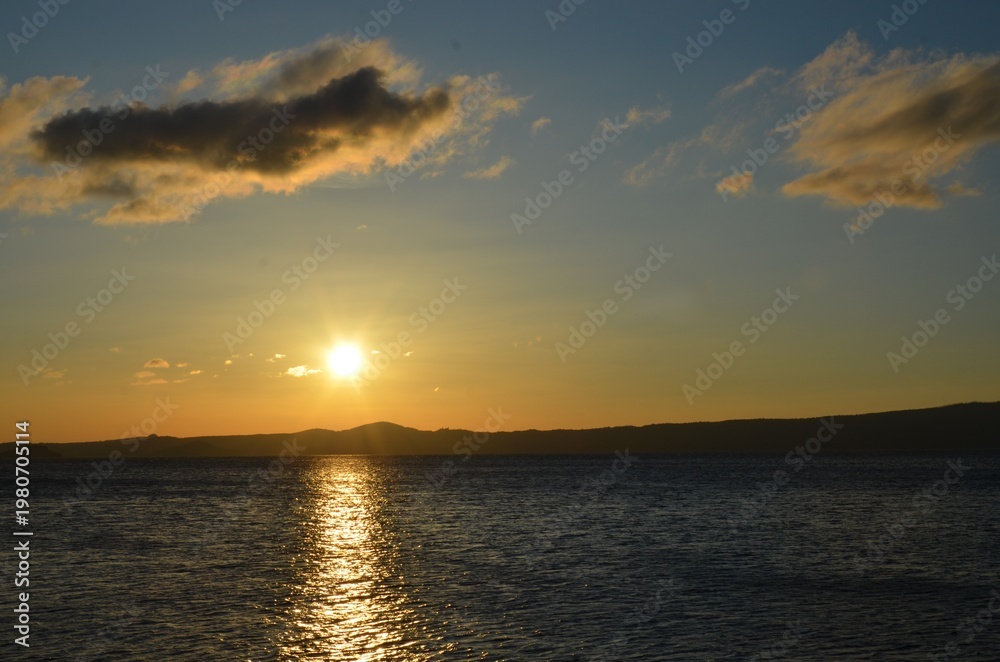 Fototapeta premium Sunset on Bolsena lake. Viterbo, Lazio. Italy