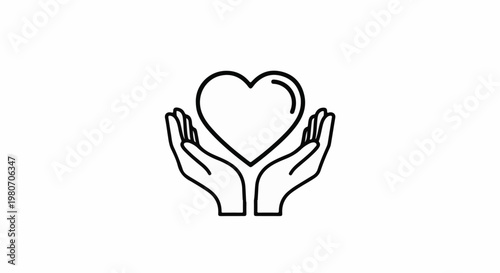 Two open hands cradling a heart shape