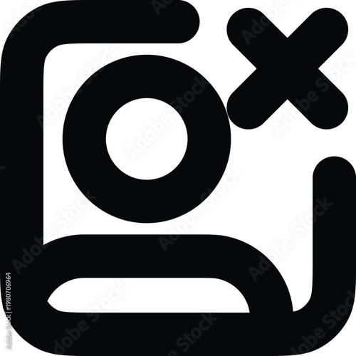 Black and white icon of a closed document with an x mark indicating deletion or removal