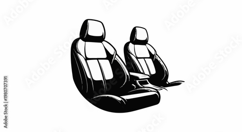 Two modern car seats with an armrest between them