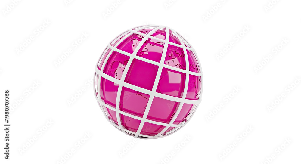 Obraz premium Pink Globe with White Grid