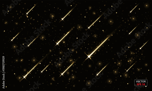sparkling meteor shower with stardust in the sky