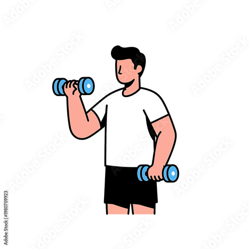 Man lifting dumbbells for exercise routine.