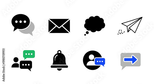 Black icons for communication and messaging.