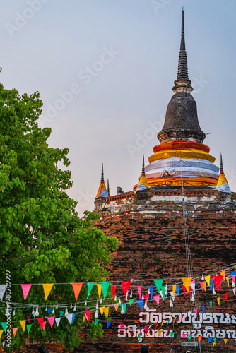 PHITSANULOK, THAILAND - April 9,2026: Thai people come to build the Sand Pagoda for return the sand to the temple on Songkran festival at Ratchaburana temple in Phitsanulok Thailand.
