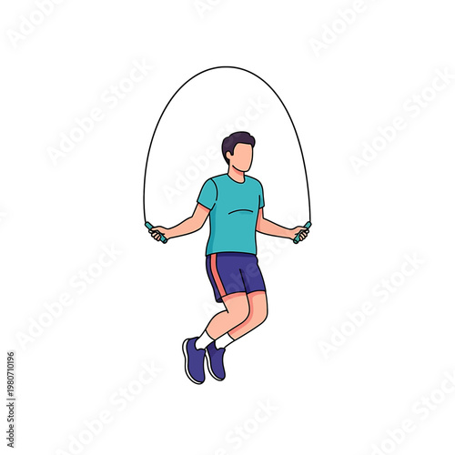 Man jumping rope exercise fitness.