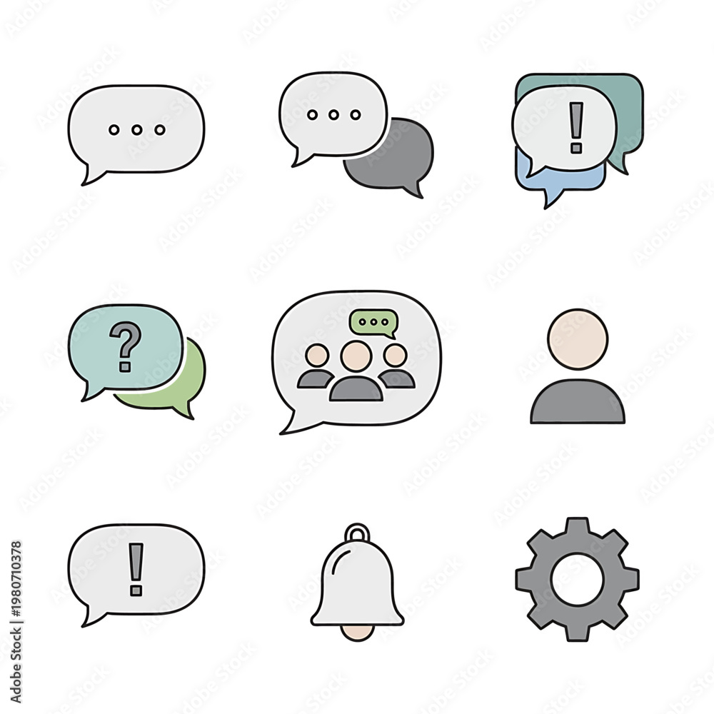 Obraz premium Chat and communication icons set 1.