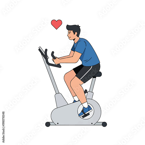 Man Riding Exercise Bike Stationary Bicycle.