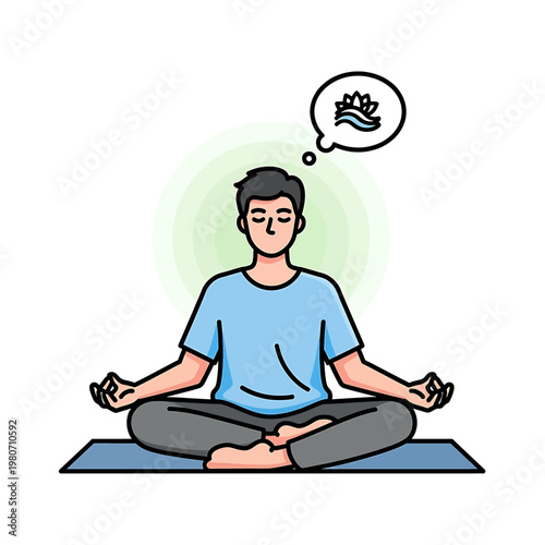 Man meditating in lotus position calmly 3.